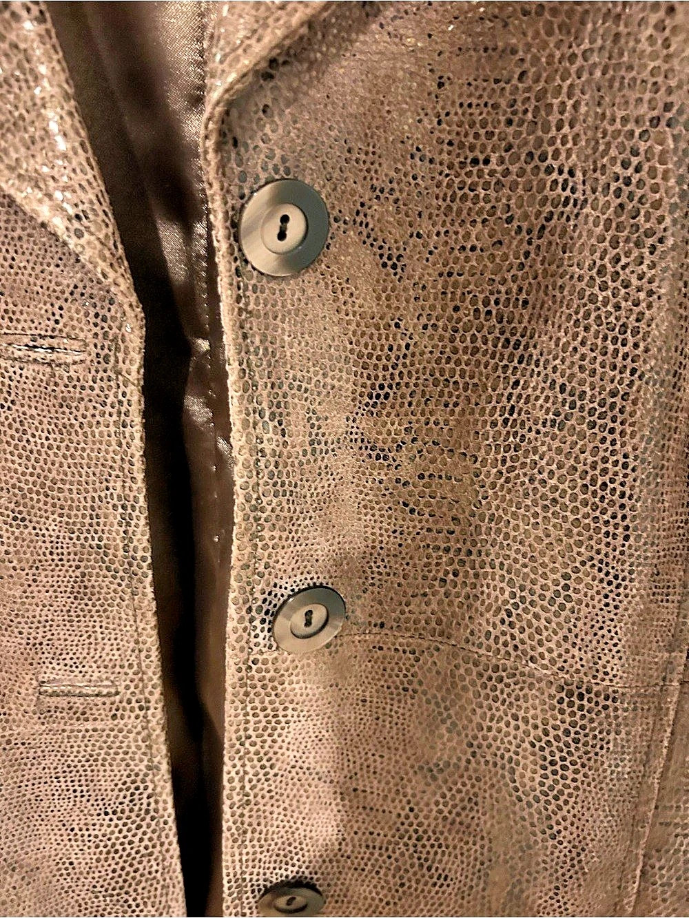 Vintage J Percy Marvin Richards Genuine Leather Reptile Print Coat Size 12 - Picture 5 of 6